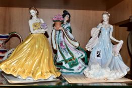 TWO ROYAL WORCESTER LADY FIGURES AND ANOTHER BY DANBURY MINT, comprising 'With all my Heart',