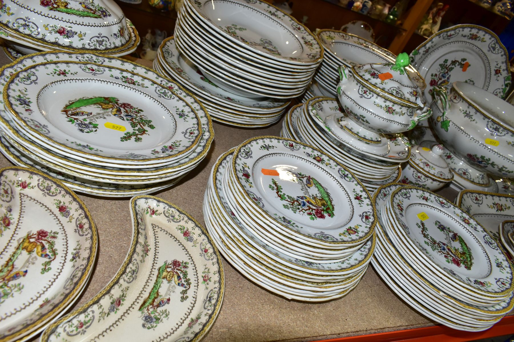 A ONE HUNDRED AND FORTY FOUR PIECE COPELANDS SPODE CHELSEA PATTERN DINNER SERVICE, backstamps - Image 5 of 28