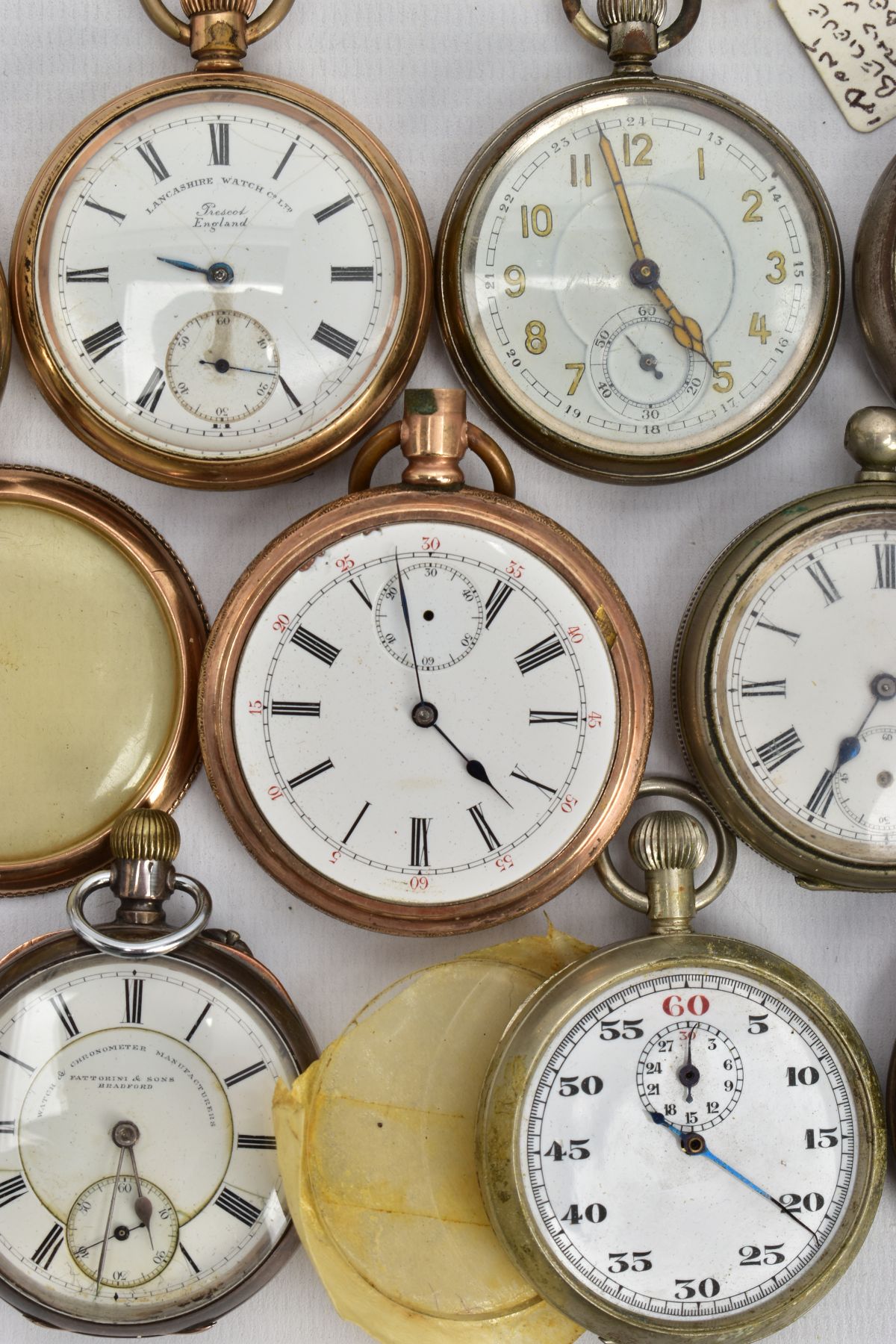 A SELECTION OF POCKET WATCHES, to include a small silver open face watch with a white dial, Roman - Image 3 of 8