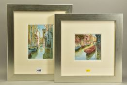 SAVERIO DE BELLO (ITALY 1951), TWO VENETIAN CANAL VIEWS, signed bottom right, watercolours on paper,