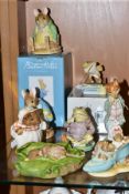 EIGHT POTTERY AND RESIN BEATRIX POTTER CHARACTERS, comprising Beswick 'Foxy Whiskered Gentleman'