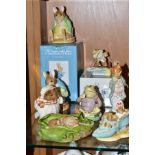 EIGHT POTTERY AND RESIN BEATRIX POTTER CHARACTERS, comprising Beswick 'Foxy Whiskered Gentleman'