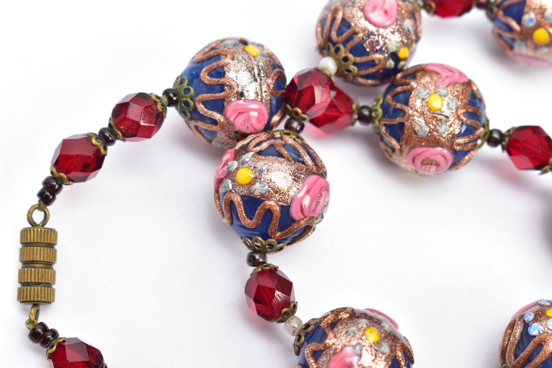 A VENETIAN GLASS BEAD NECKLACE AND A FRAMED THREE GRACES CAMEO, the necklace fitted with thirteen - Image 4 of 8