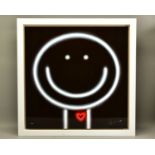 DOUG HYDE (BRITISH 1972) 'HEART THROB' a limited edition print on aluminium of a neon style face