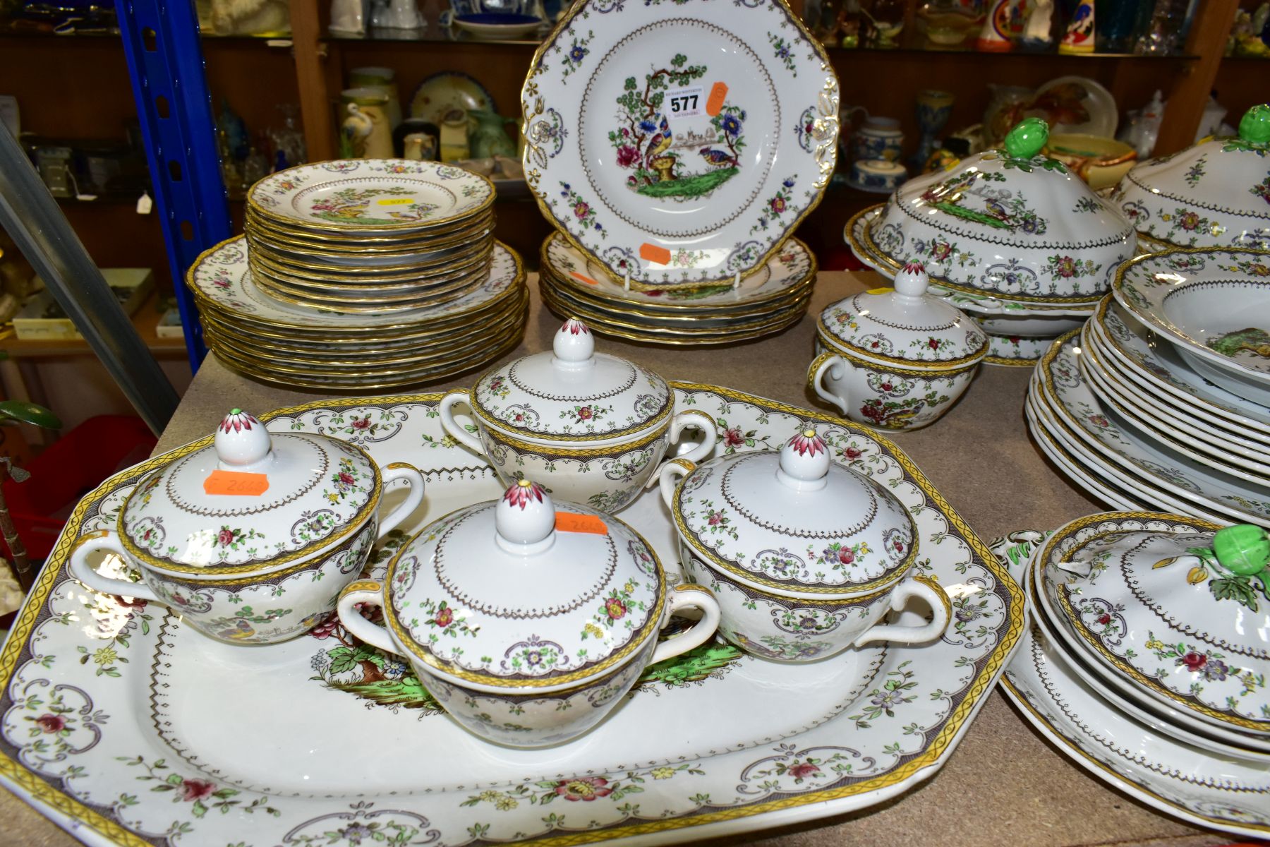 A ONE HUNDRED AND FORTY FOUR PIECE COPELANDS SPODE CHELSEA PATTERN DINNER SERVICE, backstamps - Image 3 of 28