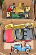 A QUANTITY OF ASSORTED PLAYWORN PRESSED STEEL TONKA TOYS, 1970s and later to include Jeep Snow