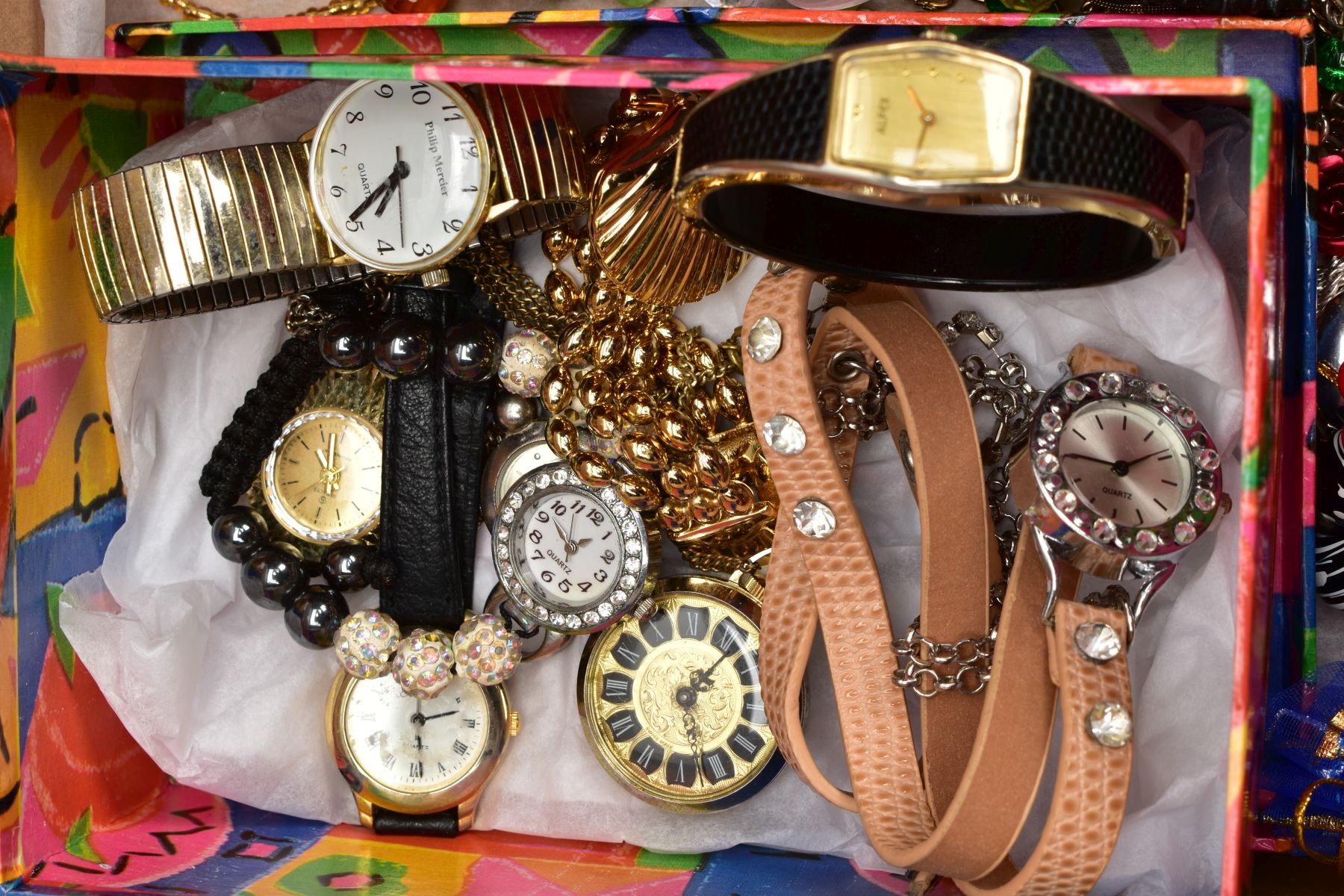 AN ASORTMENT OF COSTUME JEWELLERY, three boxes of costume jewellery containing a selection of - Image 13 of 14