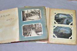 POSTCARDS, a collection of approximately 250 greetings postcards in two albums, featuring 200