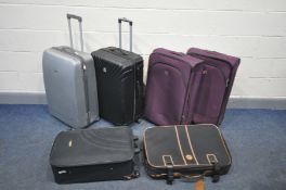 TWO HARDSHELL SUITCASES, one labelled Flymax, and four other suitcases (6)