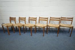 POSSIBLY ARNE HOVMAND OLSEN FOR MOGENS KOLD, a set of six mid-century Danish teak dining chairs,