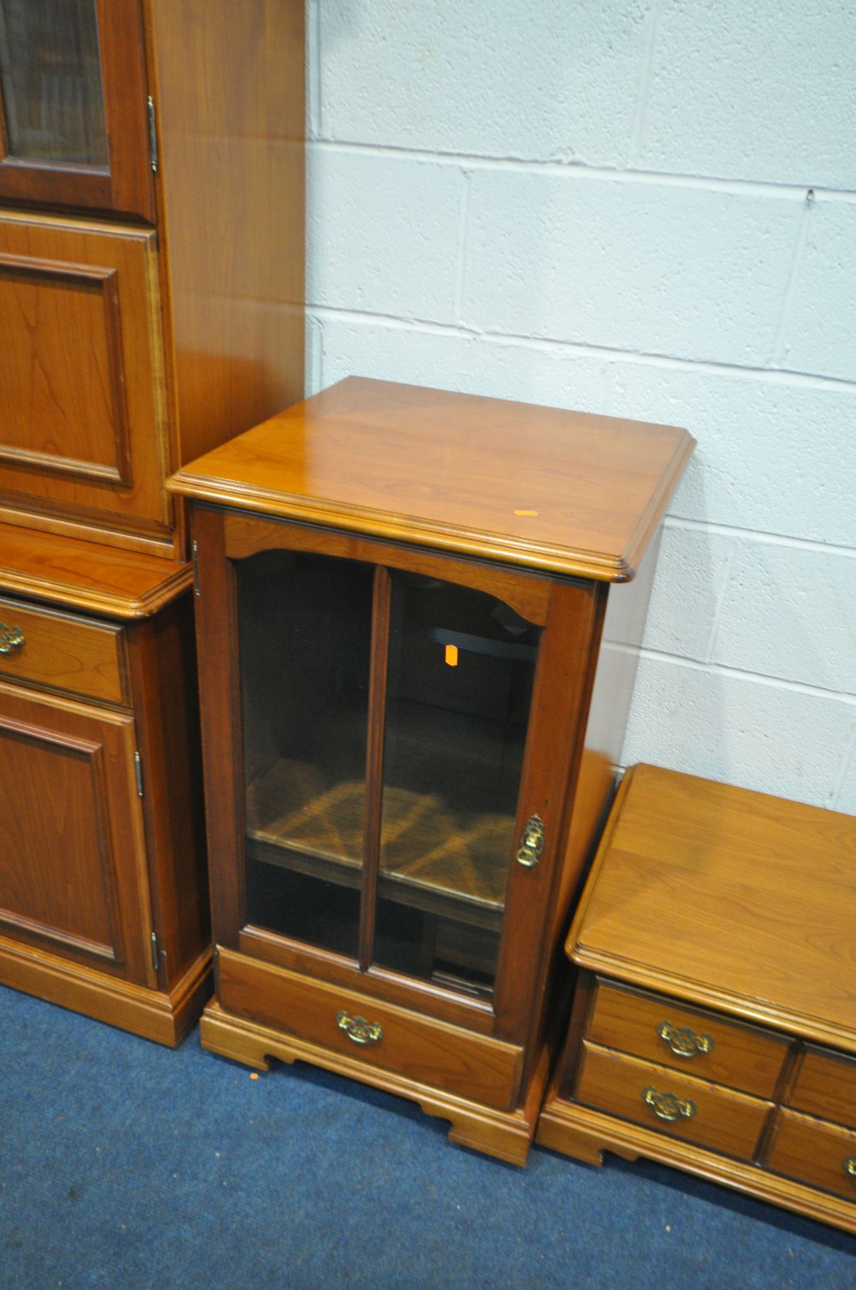 A YOUNGER CHERRYWOOD COCKTAIL CABINET, the double glazed top over a fall front section, two drawer - Image 3 of 6