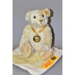 A STEIFF FOR DANBURY MINT 'THE MILLENNIUM BEAR', white blonde mohair, with medallion on ribbon,