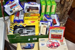 A BOX OF BOXED DIECAST VEHICLES, twenty one vehicles to include a Corgi limited edition 1407/5000