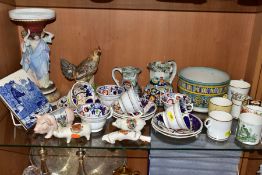 A COLLECTION OF BRITISH AND CONTINENTAL 19TH AND 20TH CENTURY CERAMICS, including pig themed items:-