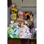 A COLLECTION OF ASSORTED SOFT TOYS AND DOLLS ETC., modern soft toys to include Steiff Baby & Cosy