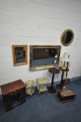 A SELECTION OF OCCASIONAL FURNITURE, to include a gilt framed bevelled edge wall mirror, 91cm x