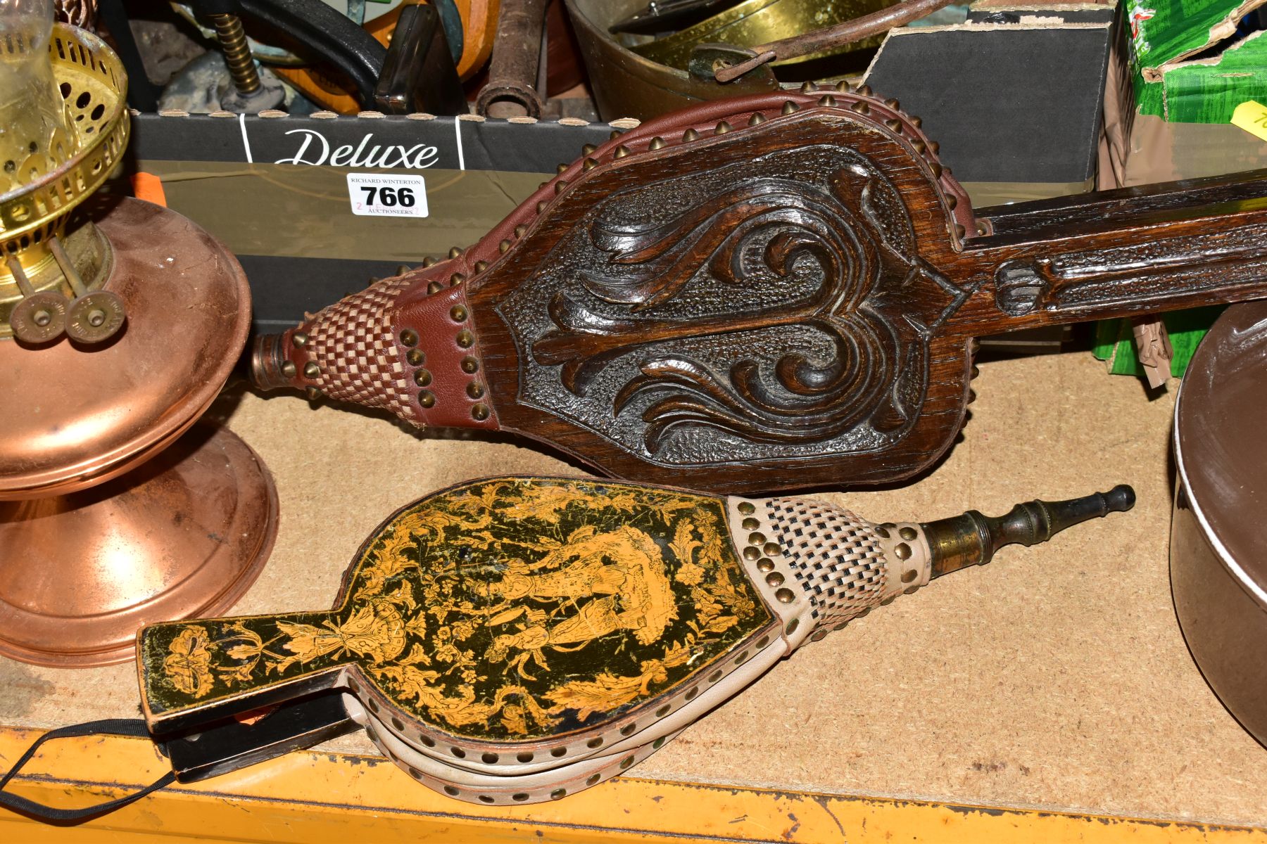 TWO BOXES AND LOOSE METALWARES AND SUNDRY ITEMS, to include a vintage Plus Adder adding machine, J - Image 3 of 9