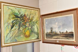 PAINTINGS AND PRINTS ETC, TO INCLUDE JOAN JONES FLOWER STILL LIFE STUDY, oil on board, approximate