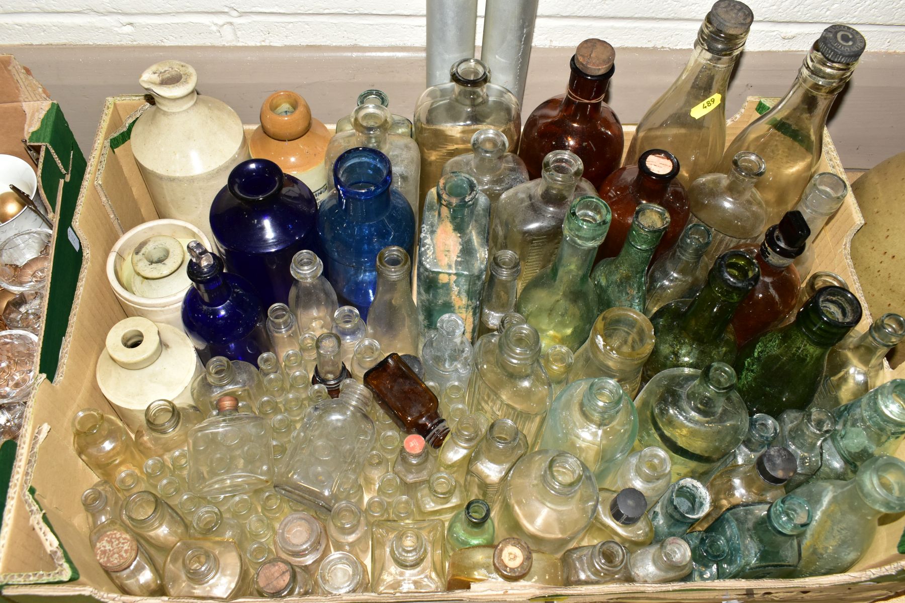 THREE BOXES AND LOOSE CERAMICS, GLASS AND METALWARES, including a French silver handled three - Image 12 of 16