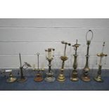 EIGHT VARIOUS VINTAGE TABLE LAMPS, of various styles, ages, materials, and country of origin (