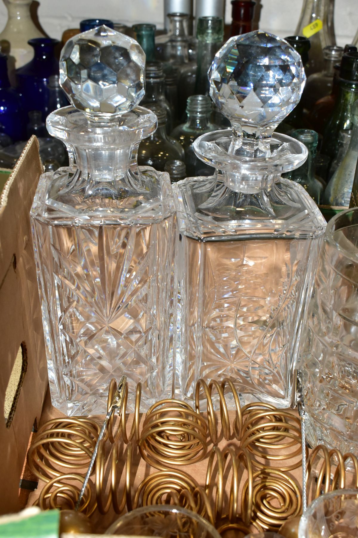 THREE BOXES AND LOOSE CERAMICS, GLASS AND METALWARES, including a French silver handled three - Image 8 of 16