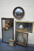 A REGENCY STYLE CIRCULAR CONVEX WALL MIRROR, diameter 48cm, a French style green and gilt finish