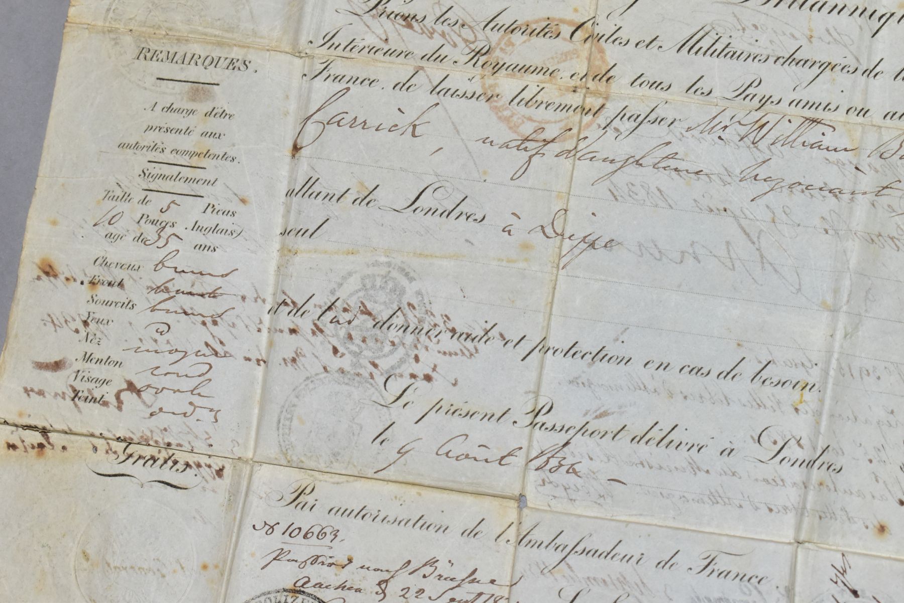 EPHEMERA, A diplomatic document from circa 1834 with the legend 'Au Nom Du Roi' (In the Name of - Image 6 of 12