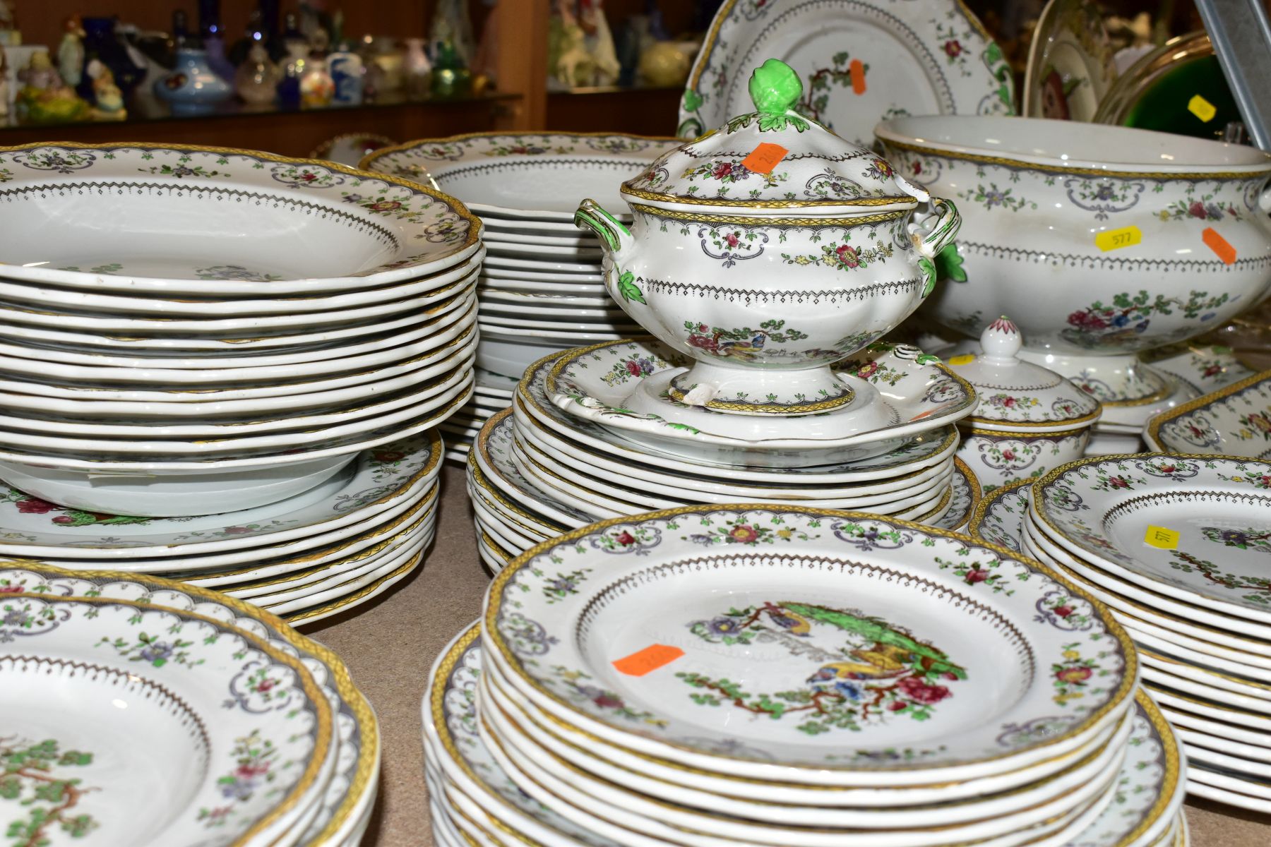 A ONE HUNDRED AND FORTY FOUR PIECE COPELANDS SPODE CHELSEA PATTERN DINNER SERVICE, backstamps - Image 12 of 28