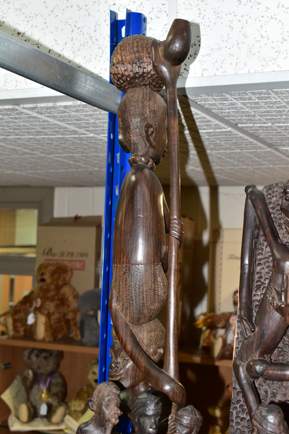 A GROUP OF CARVED HARDWOOD AFRICAN FIGURES, to include a nativity set from Dar-es-Salaam, - Image 9 of 16