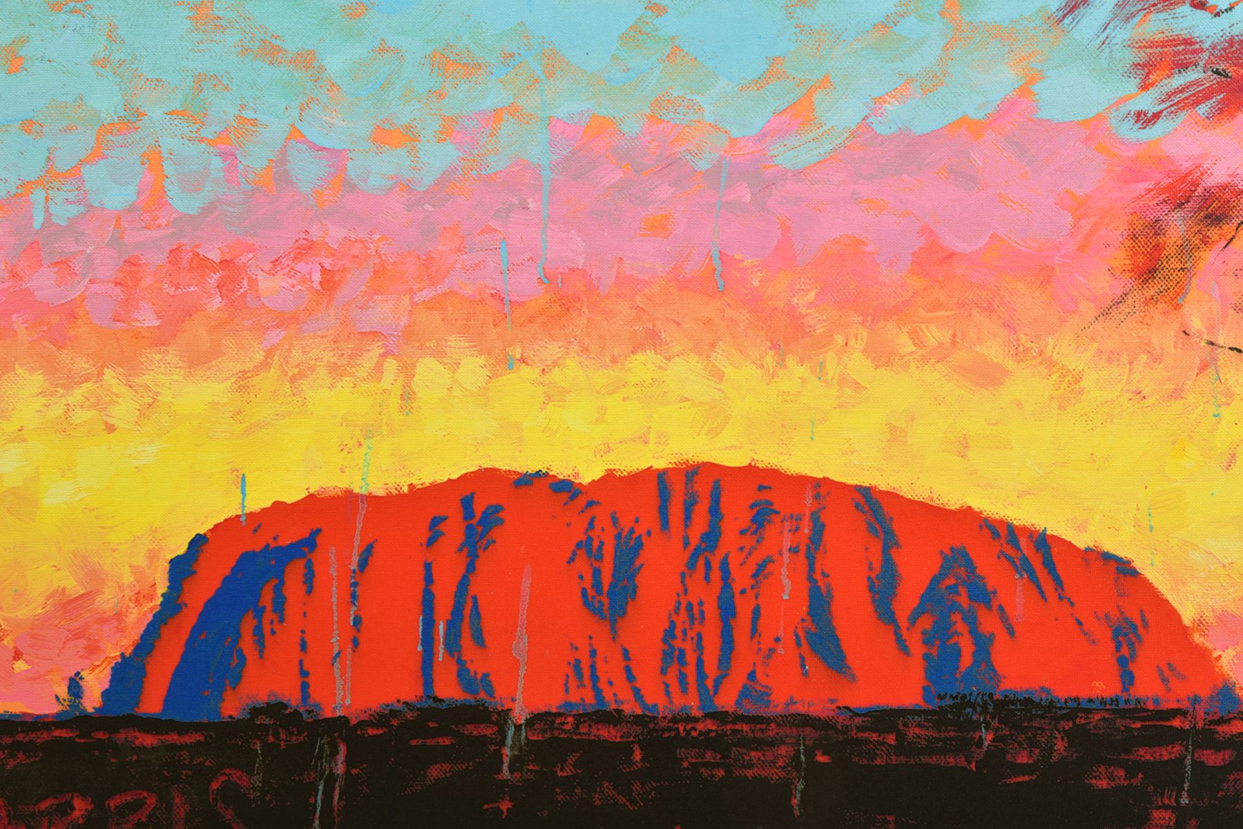 ROLF HARRIS (AUSTRALIAN 1930) 'ULURU SUNSET, SURPRISE SHOWER' a limited edition print on canvas of - Image 4 of 18