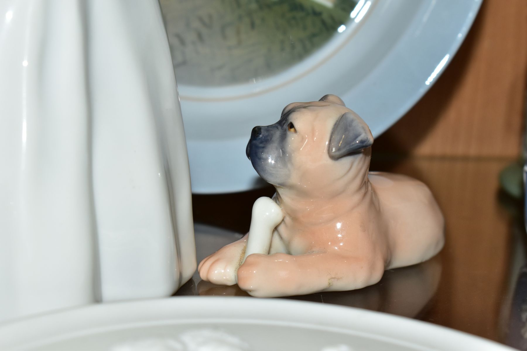 FOUR PIECES OF ROYAL COPENHAGEN PORCELAIN, comprising Amager Girl, no 1251 by Lotte Bentner, a puppy - Image 6 of 9