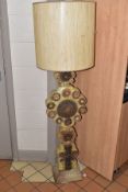 A BERNARD ROOKE STONEWARE STANDARD LAMP, of totem style with incised and impressed flower like