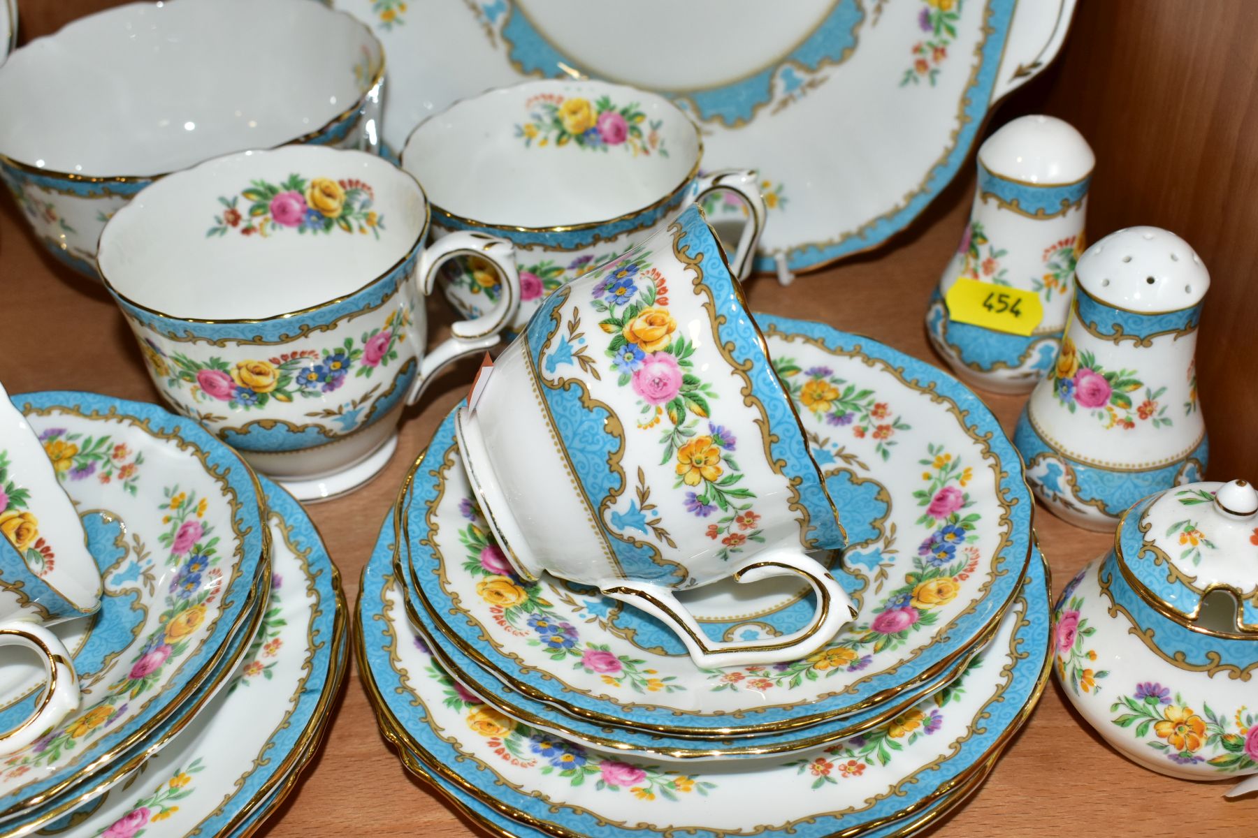 A CROWN STAFFORDSHIRE FINE BONE CHINA FLORAL TEA SET, PATTERN NO. A15793, transfer printed - Image 9 of 10