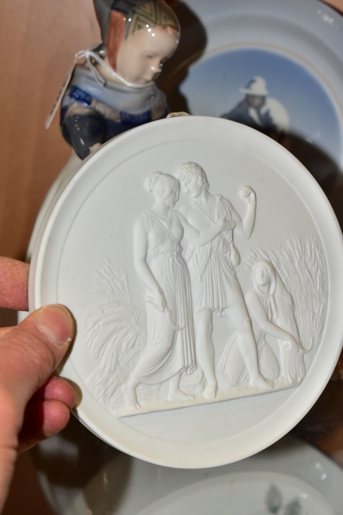 FOUR PIECES OF ROYAL COPENHAGEN PORCELAIN, comprising Amager Girl, no 1251 by Lotte Bentner, a puppy - Image 8 of 9