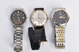 THREE GENTLEMENS WRISTWATCHES, to include a 'Citizen Eco-Drive, WR 50', round black dial, Roman