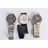 THREE GENTLEMENS WRISTWATCHES, to include a 'Citizen Eco-Drive, WR 50', round black dial, Roman