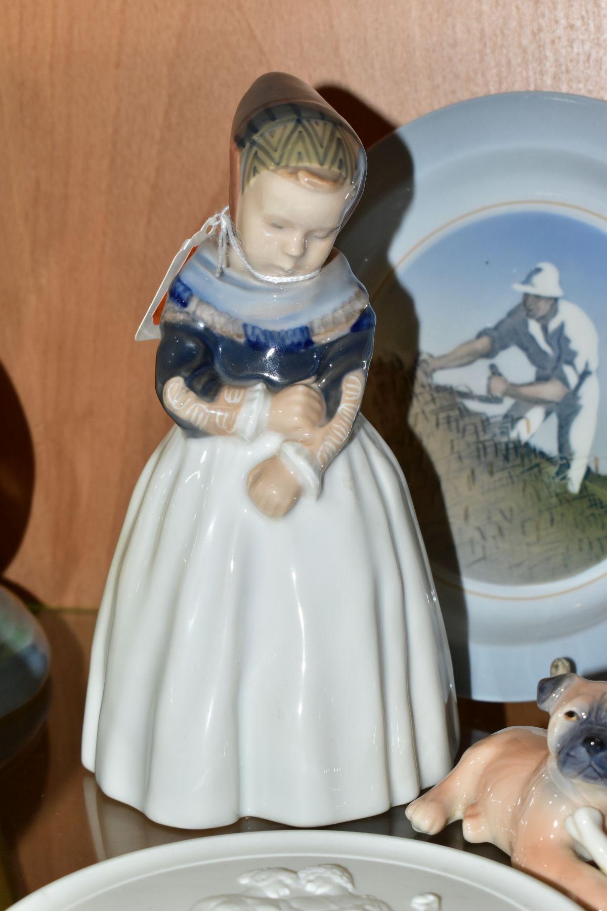 FOUR PIECES OF ROYAL COPENHAGEN PORCELAIN, comprising Amager Girl, no 1251 by Lotte Bentner, a puppy - Image 3 of 9