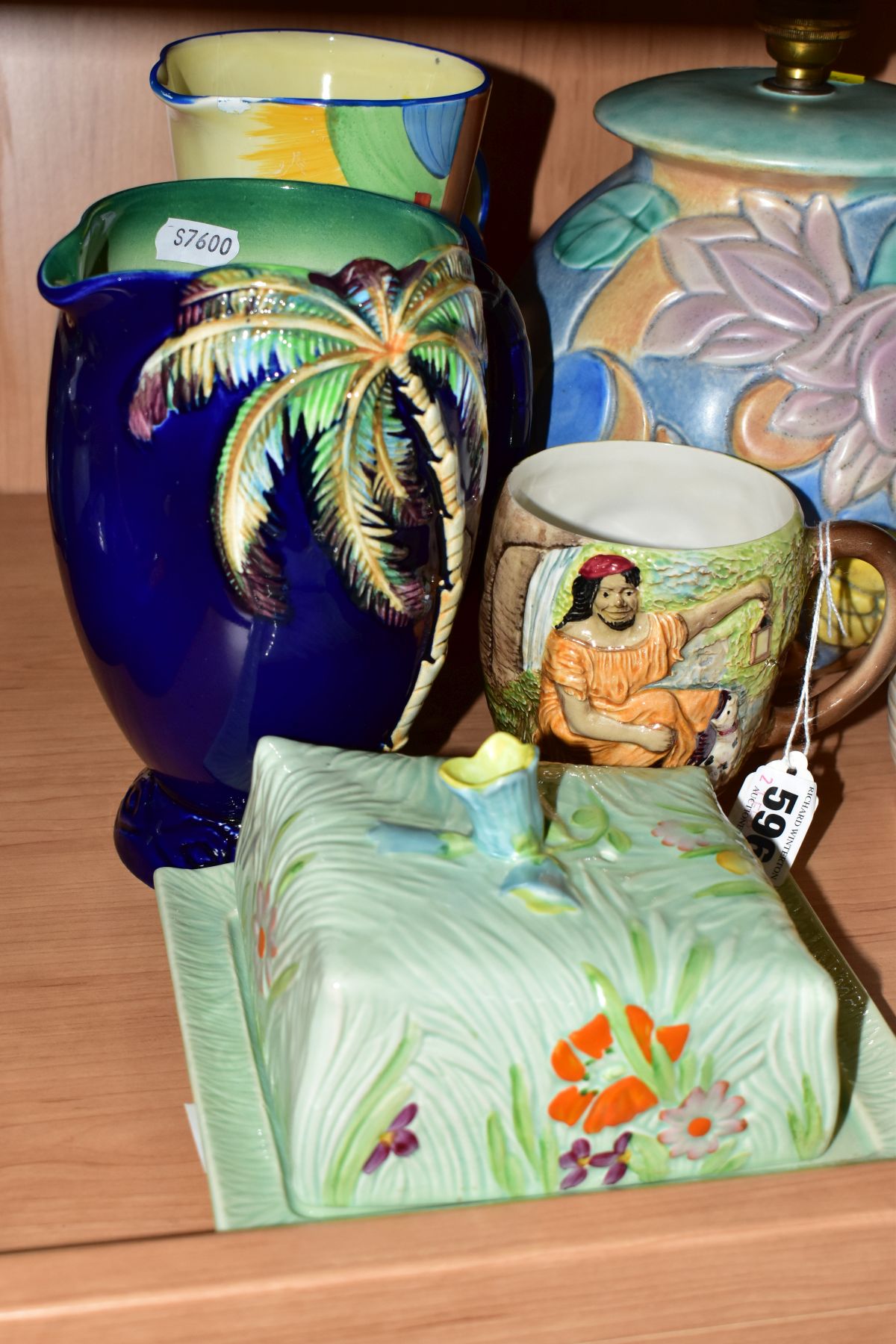 A GROUP OF BESWICK CERAMIC WARES, comprising an Art Deco jug marked Beswick Handcraft (sd), a - Image 4 of 8