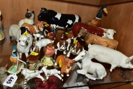 A COLLECTION OF BESWICK ANIMAL AND BIRD FIGURES, MANY WITH DAMAGE, including Mallard Duck -Standing,