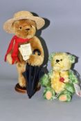 TWO HERMANN TEDDY ORIGINAL LIMITED EDITION TEDDY BEARS, comprising a yellow and green mohair,