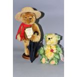 TWO HERMANN TEDDY ORIGINAL LIMITED EDITION TEDDY BEARS, comprising a yellow and green mohair,