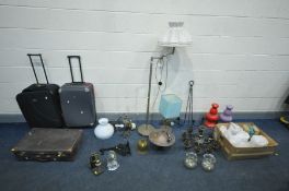 A SELECTION OF LIGHTING AND MISCELLANEOUS, to include a brass eight branch ceiling light with
