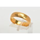 A 22CT GOLD BAND RING, a soft courted band ring approximate width 5mm, approximate depth 1.5mm, ring