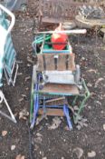 A COLLECTION OF GARDENING AND DIY EQUIPMENT including a Beldray Jobezer step stand, a set of metal