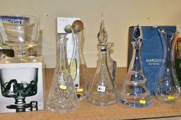 MODERN GLASS DECANTERS AND CARAFES ETC, comprising a boxed Waterford Marquis Caelyn carafe,