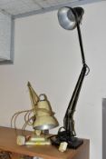 TWO VINTAGE HERBERT TERRY ANGLEPOISE LAMPS, a black painted example on stepped square base, oval