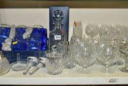A QUANTITY OF CUT CRYSTAL AND OTHER GLASSWARES, approximately fifty pieces to include four Waterford