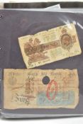 A BANKNOTE ALBUM WITH OVER 200 UK AND WORLD BANKNOTES, to include a central bank of Egypt 10