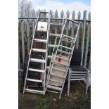 SIX SETS OF STEP LADDERS including three sets of aluminium steps the tallest being 175cm high and