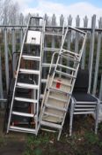 SIX SETS OF STEP LADDERS including three sets of aluminium steps the tallest being 175cm high and